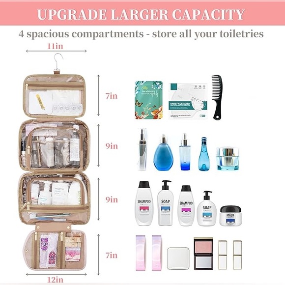 New Water-resistant Travel Toiletry Bag with 5 Spacious Compartments - Picture 2 of 6